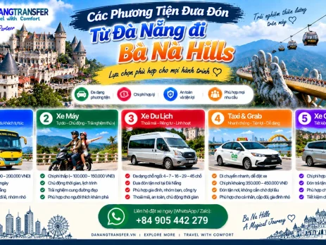 Các phương tiện đưa đón từ Đà Nẵng đi Bà Nà Hills bằng xe buýt, xe máy, xe du lịch, taxi Grab và xe ghép