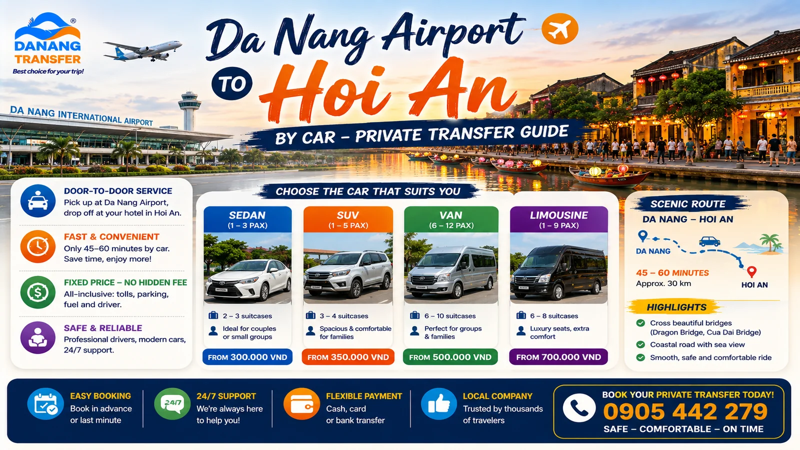 Da Nang Airport to Hoi An by private car