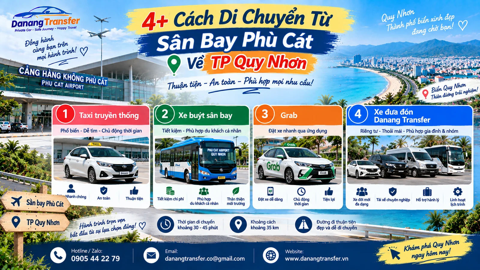 4+ cách di chuyển từ sân bay Phù Cát về TP Quy Nhơn