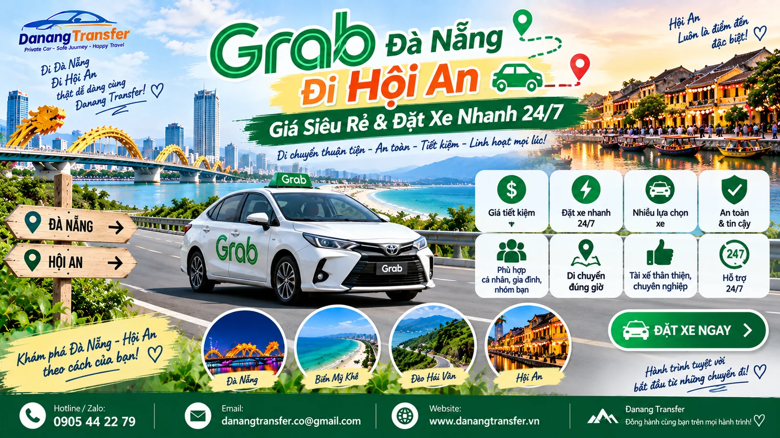 Grab Đà Nẵng Đi Hội An Giá Siêu Rẻ & Đặt Xe Nhanh 24/7