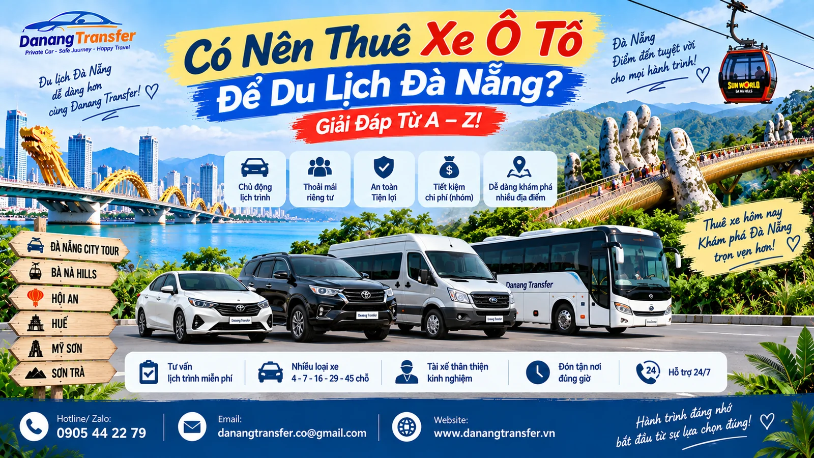Có nên thuê xe ô tô để du lịch Đà Nẵng giải đáp từ A-Z