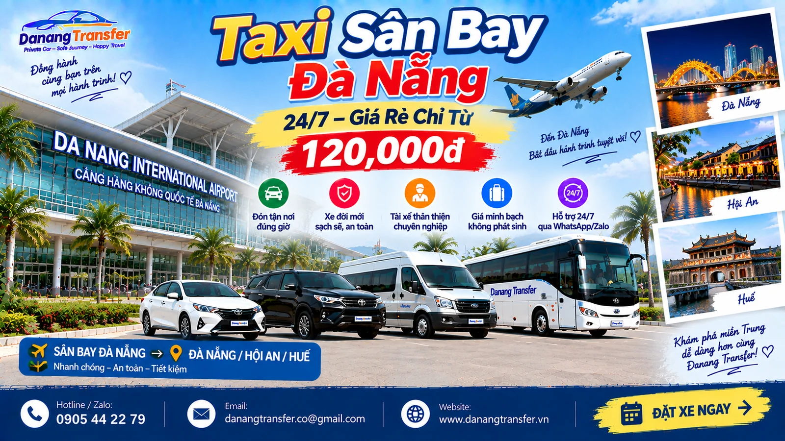 Taxi Sân Bay Đà Nẵng 24/7 – Giá Rẻ Chỉ Từ 120.000đ