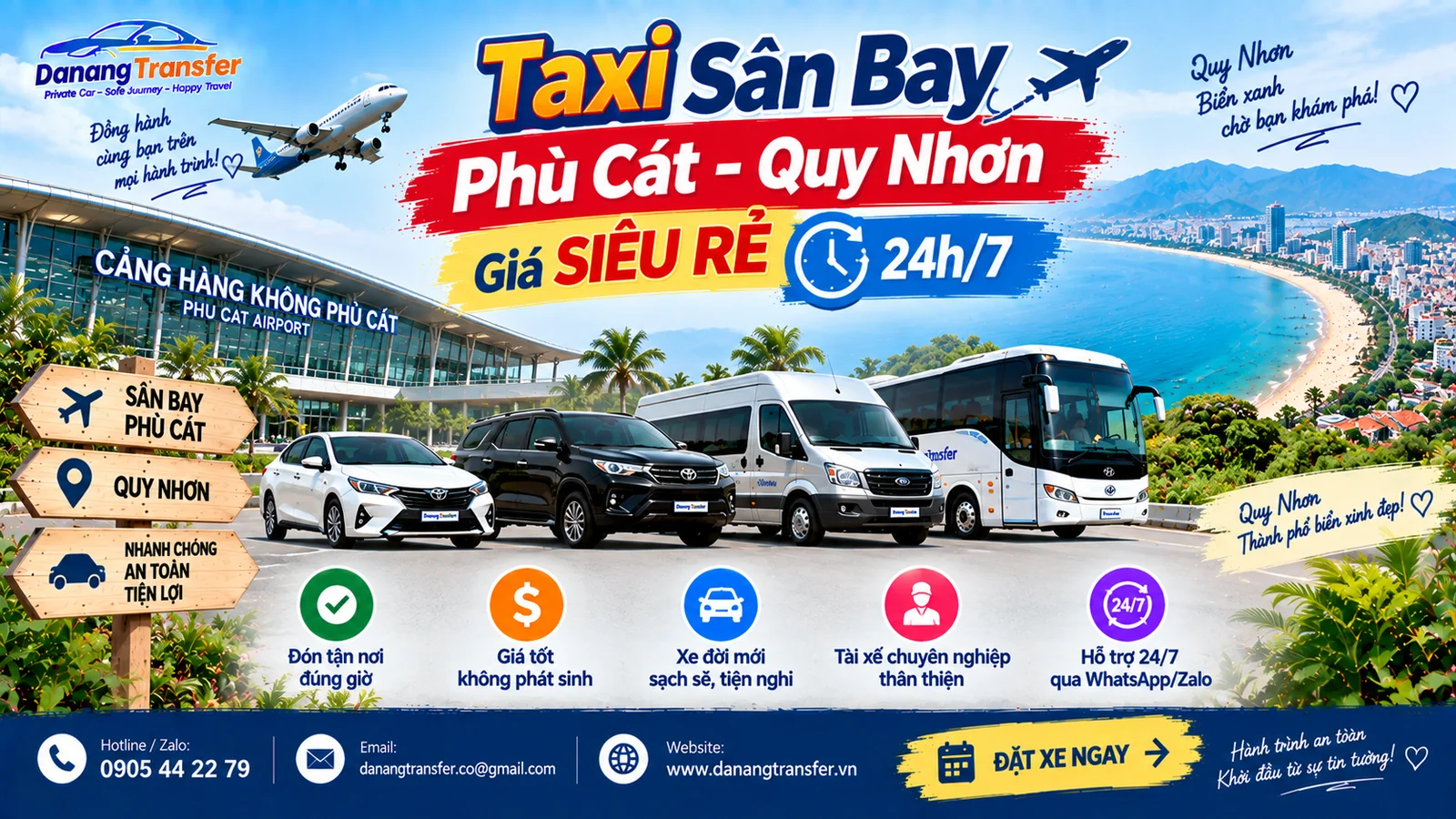 Taxi Sân Bay Phù Cát - Quy Nhơn Giá Siêu Rẻ 24h/7