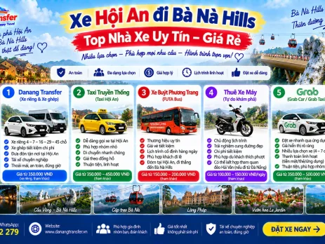 Xe Hội An đi Bà Nà Hills bằng xe riêng taxi xe buýt xe máy và Grab