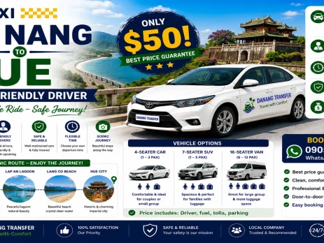 Taxi Da Nang to Hue with Friendly Driver Only $50