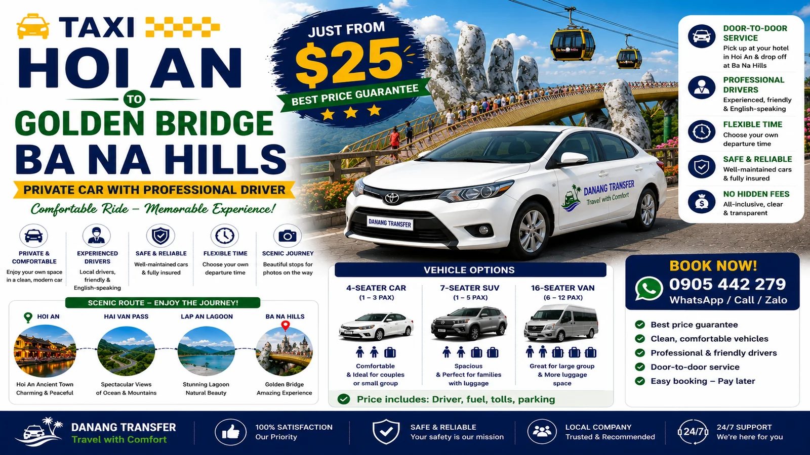 Taxi Hoi An to Golden Bridge – Ba Na Hills Just From $25