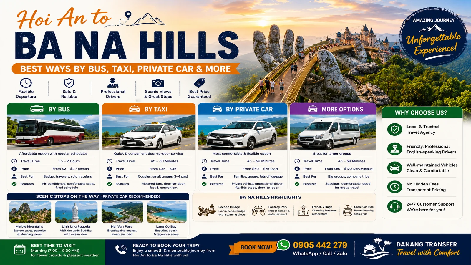 Hoi An to Ba Na Hills – Best Ways by Bus, Taxi, Private Car & More