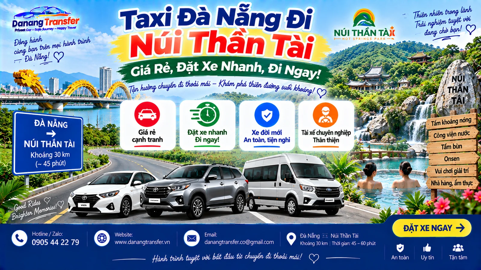 Taxi Đà Nẵng đi Núi Thần Tài giá rẻ đặt xe nhanh