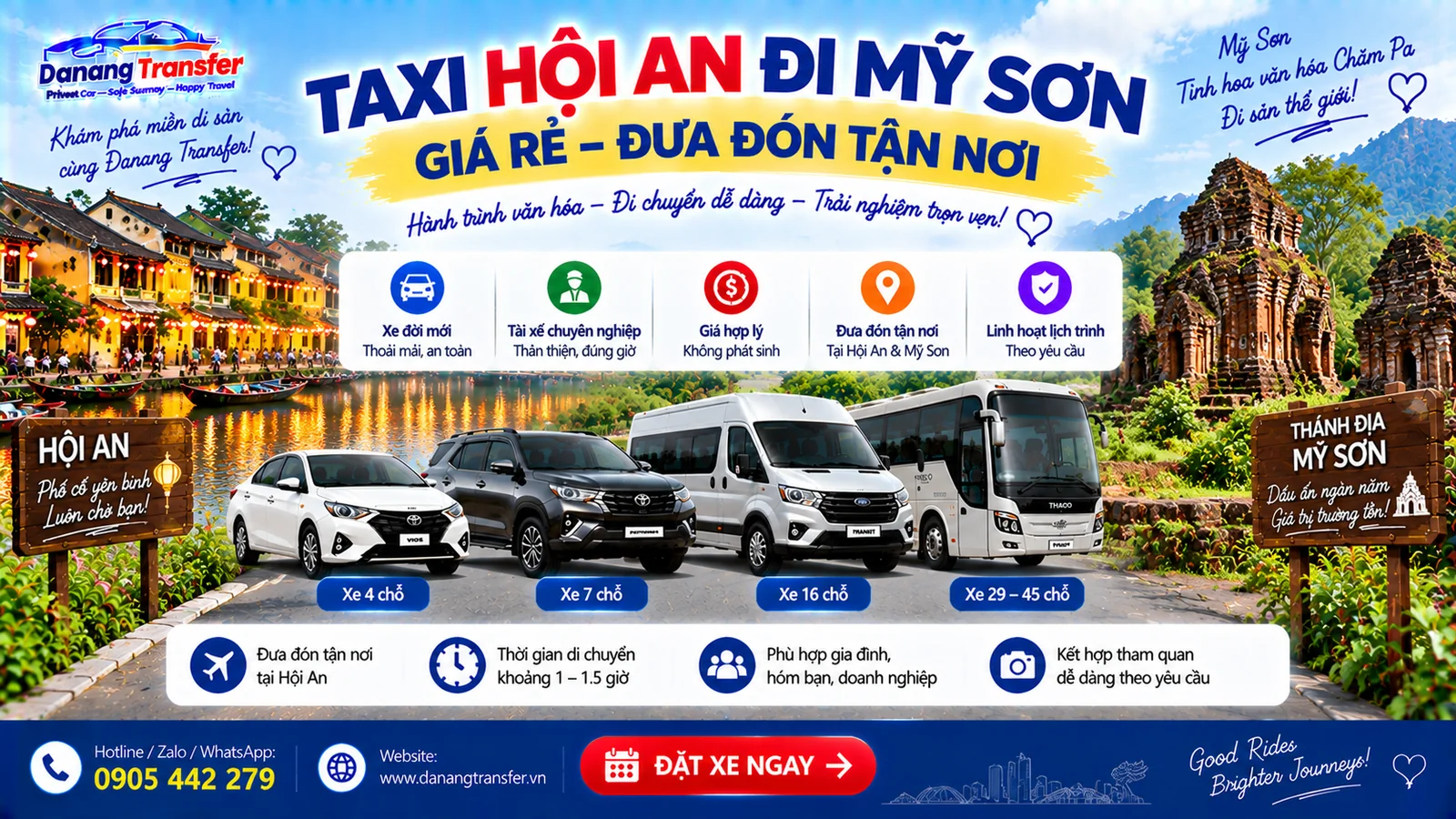 Taxi Hội An đi Mỹ Sơn giá rẻ đưa đón tận nơi