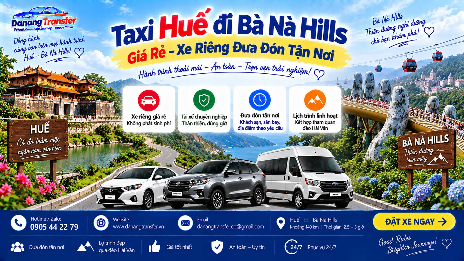 Taxi Huế Đi Bà Nà Hills Giá Rẻ – Xe Riêng Đưa Đón Tận Nơi