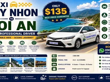 Taxi Quy Nhon to Hoi An with Professional Driver Only $135