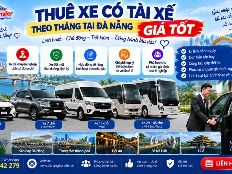 Thuê xe có tài xế theo tháng tại Đà Nẵng giá tốt
