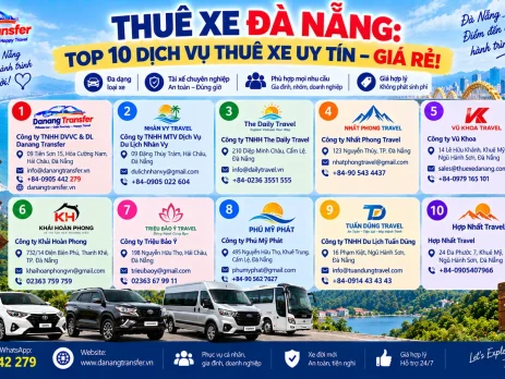 Thuê xe Đà Nẵng Top 10 dịch vụ thuê xe uy tín giá rẻ