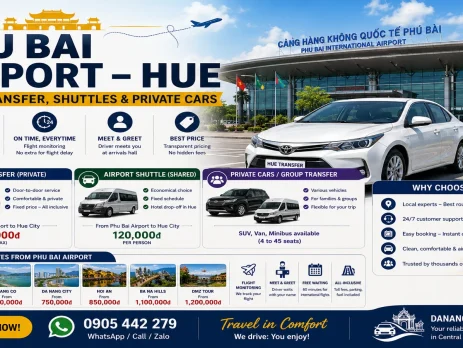 Phu Bai Airport – Hue Taxis Transfer, Shuttles & Private Cars