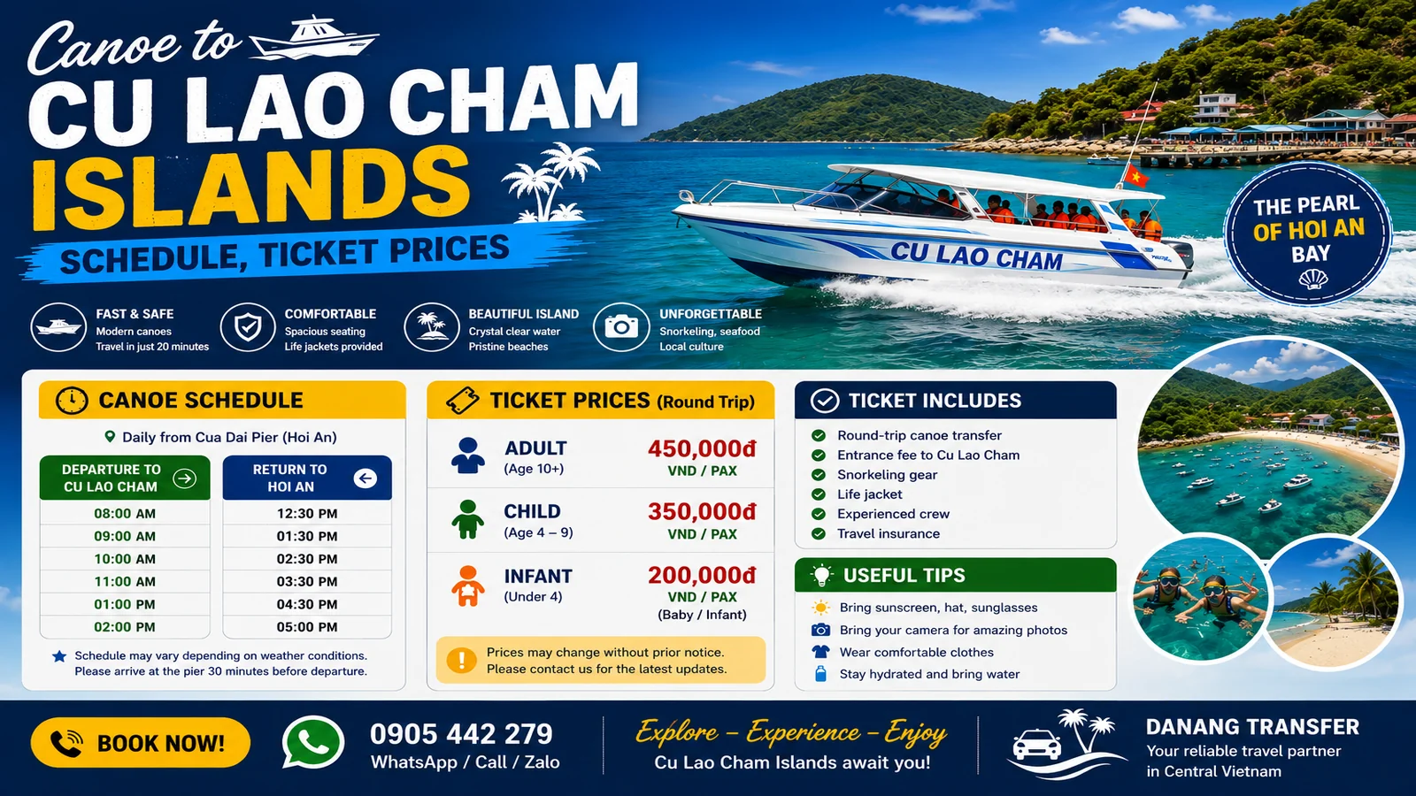 Canoe to Cu Lao Cham Islands – Schedule & Updated Ticket Prices