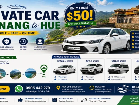 Hire a Private Car Da Nang to Hue – Only from $50!