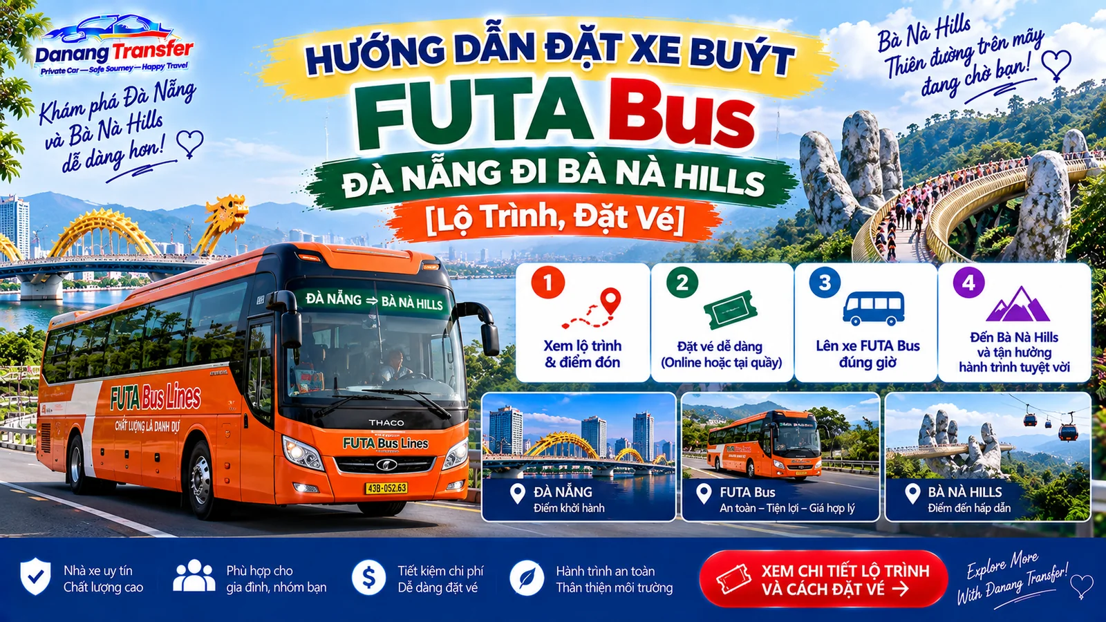 Hướng Dẫn Đặt Xe Buýt FUTA Bus Đà Nẵng Đi Bà Nà Hills