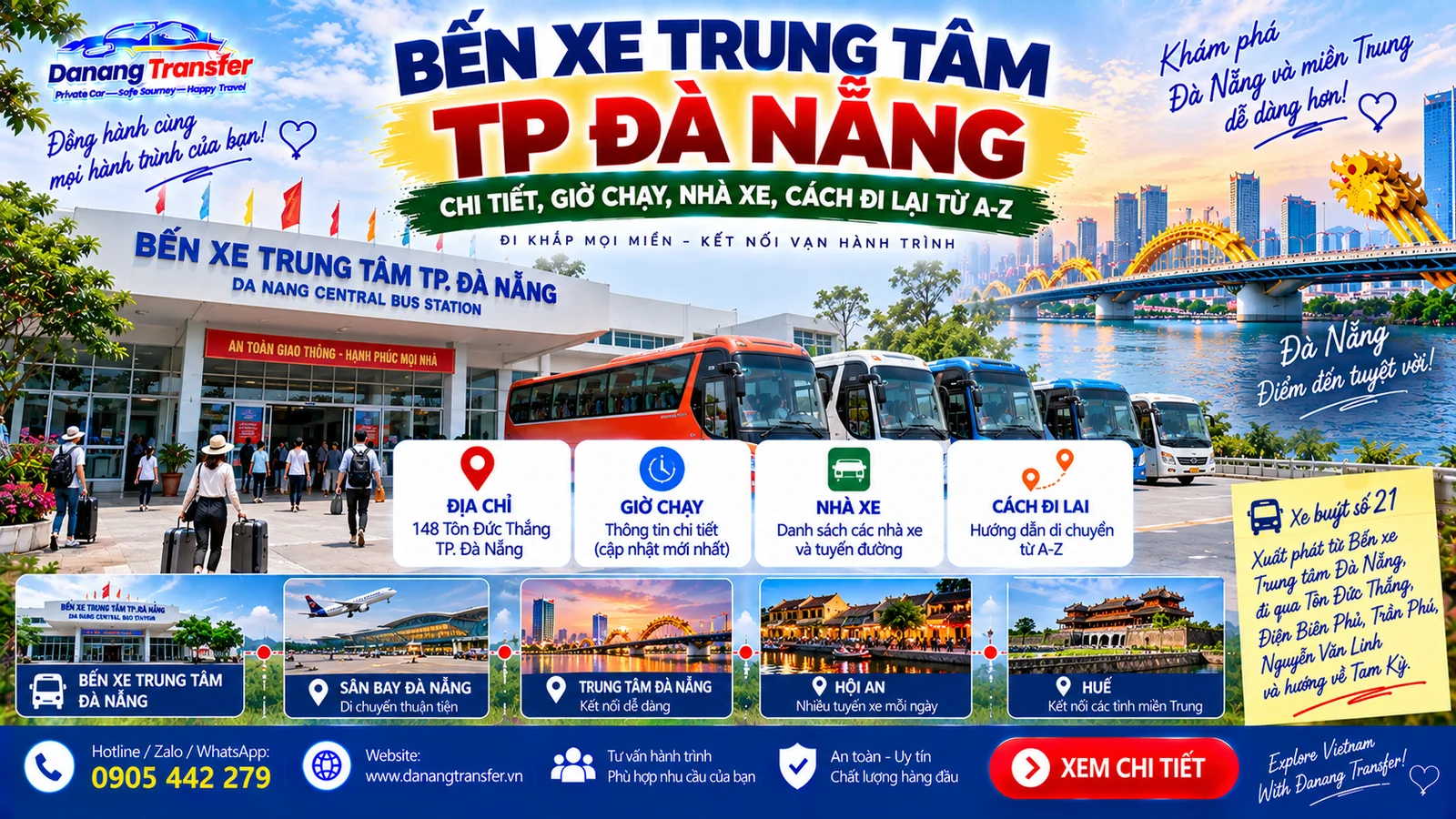 Bến xe trung tâm TP Đà Nẵng chi tiết giờ chạy nhà xe cách đi lại