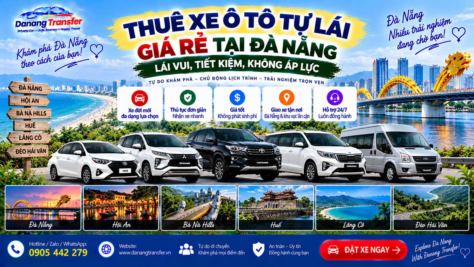 Thuê xe ô tô tự lái giá rẻ tại Đà Nẵng
