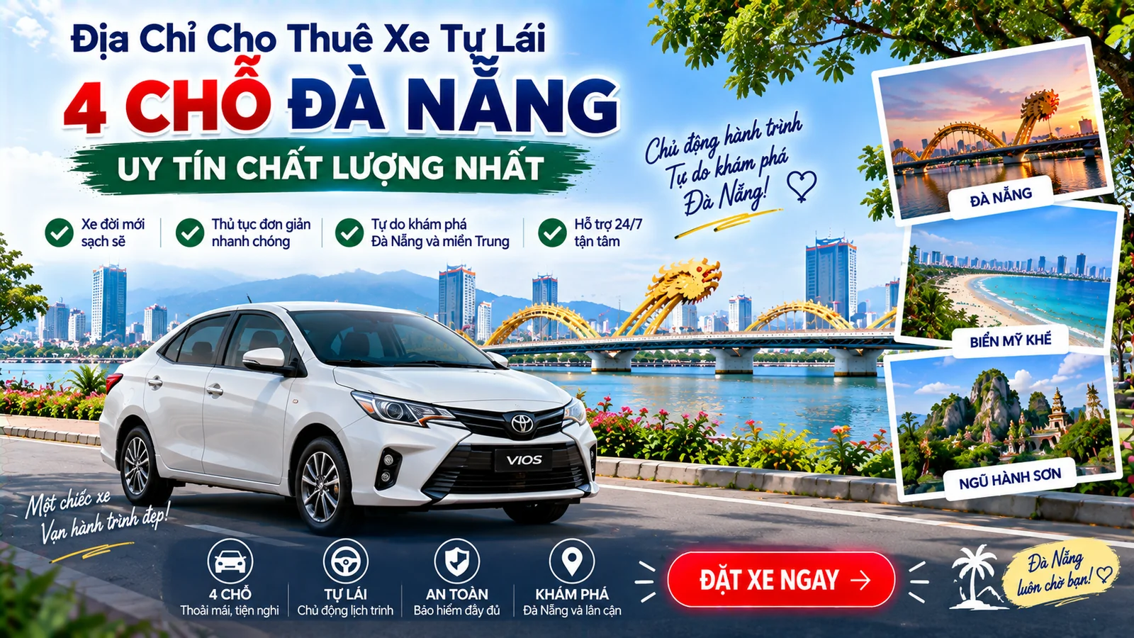 Địa chỉ cho thuê xe tự lái 4 chỗ Đà Nẵng uy tín chất lượng nhất