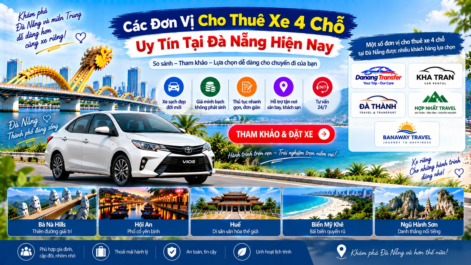 Các Đơn Vị Cho Thuê Xe 4 Chỗ Uy Tín Tại Đà Nẵng Hiện Nay