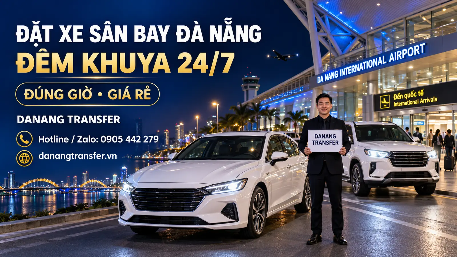 Đặt xe sân bay Đà Nẵng đêm khuya 24/7 – Đúng giờ, giá rẻ