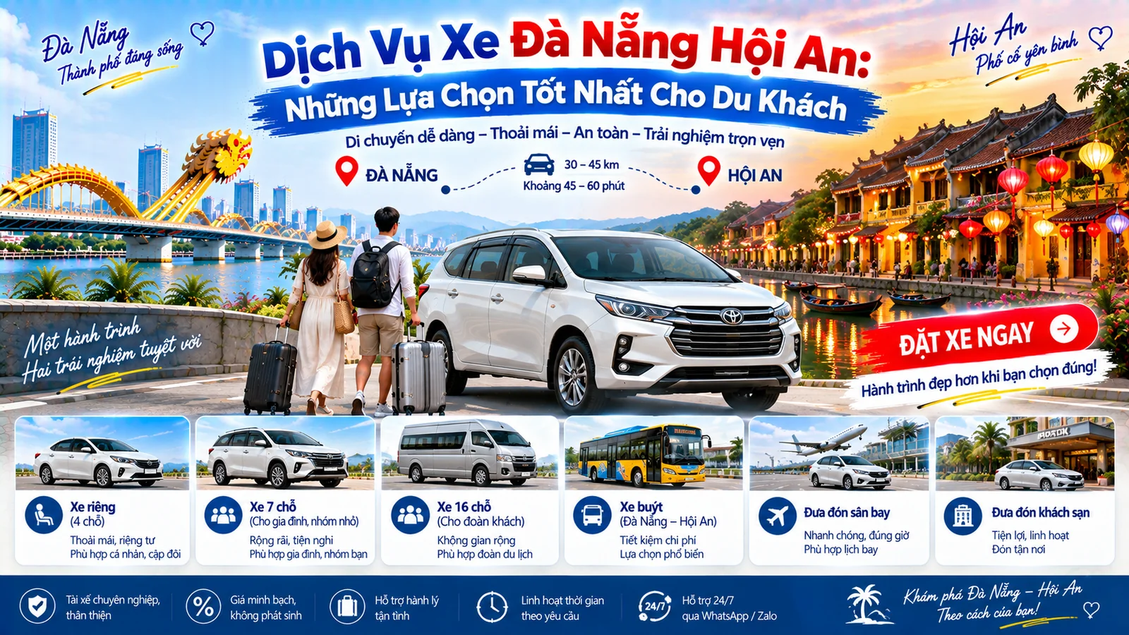 Dịch vụ xe Đà Nẵng Hội An và những lựa chọn tốt cho du khách