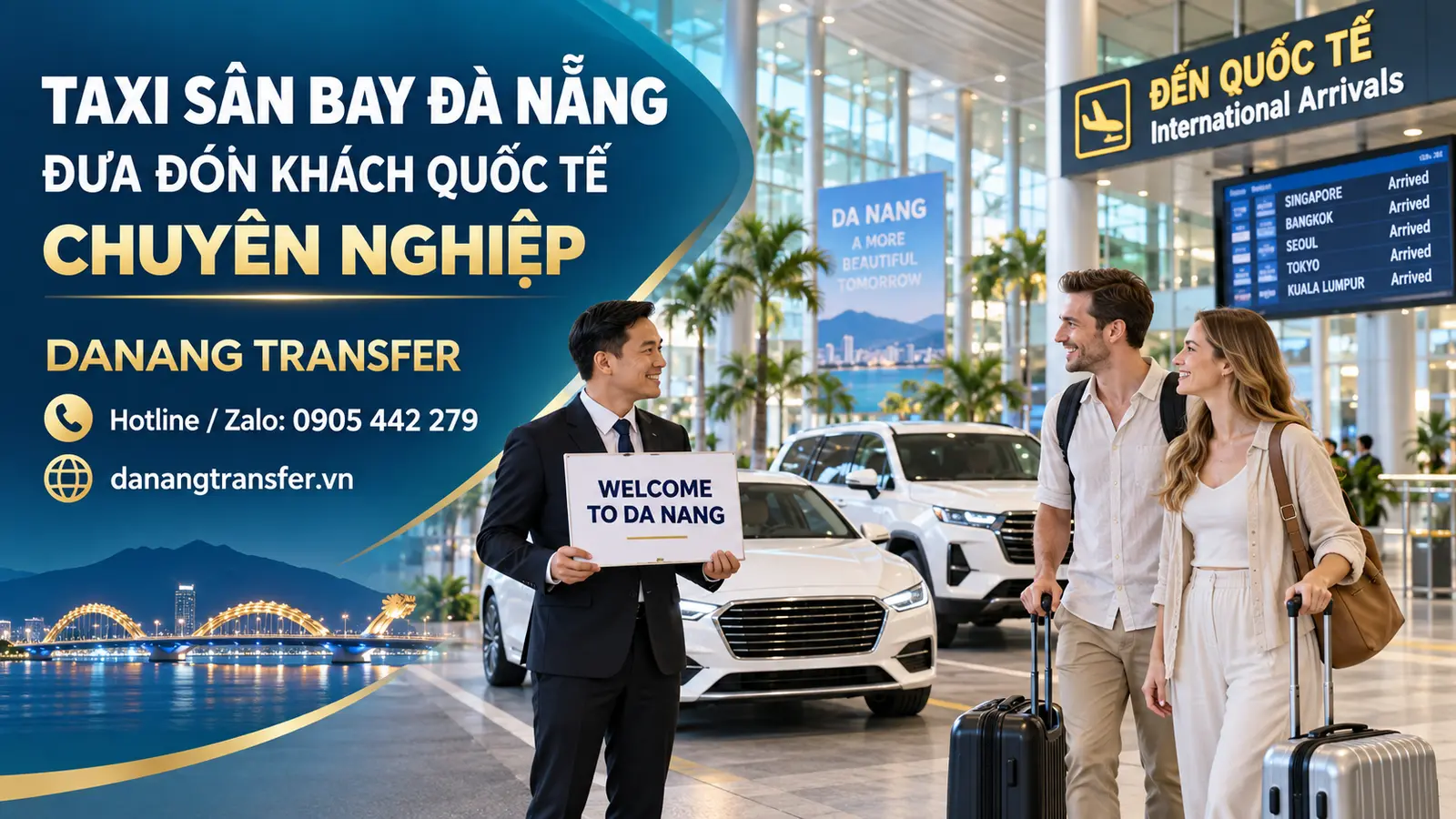 Taxi sân bay Đà Nẵng đưa đón khách quốc tế chuyên nghiệp