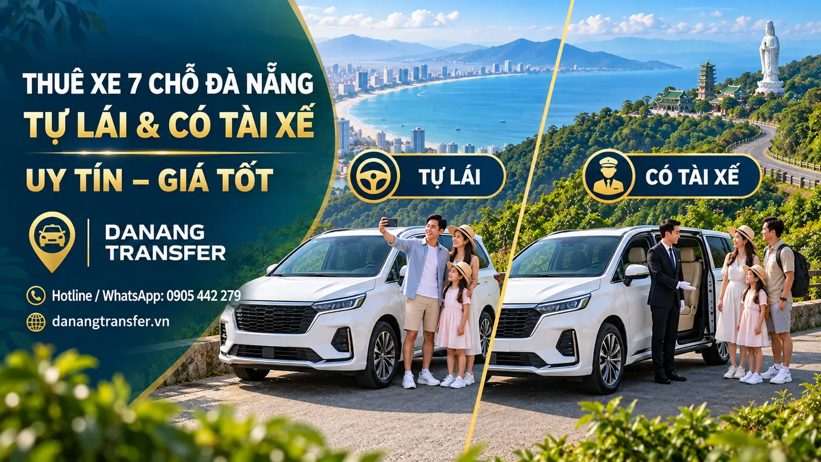 Thuê xe 7 chỗ Đà Nẵng tự lái và có tài xế uy tín, giá tốt