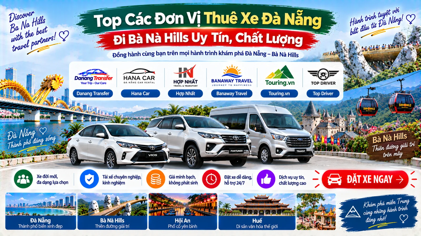 Top các đơn vị thuê xe Đà Nẵng đi Bà Nà Hills uy tín, chất lượng