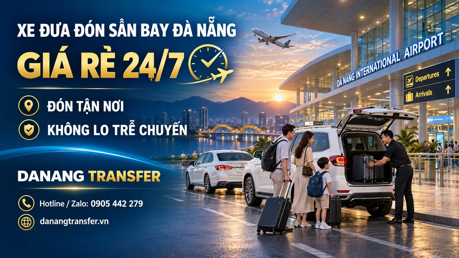 Xe đưa đón sân bay Đà Nẵng giá rẻ 24/7 – Đón tận nơi, không lo trễ chuyến