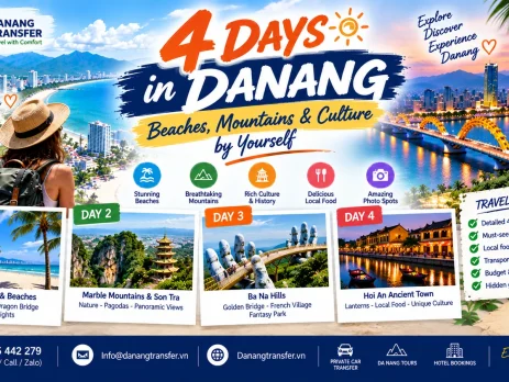 4 days in Danang itinerary featuring beaches, Marble Mountains, Son Tra Peninsula, Ba Na Hills and Hoi An