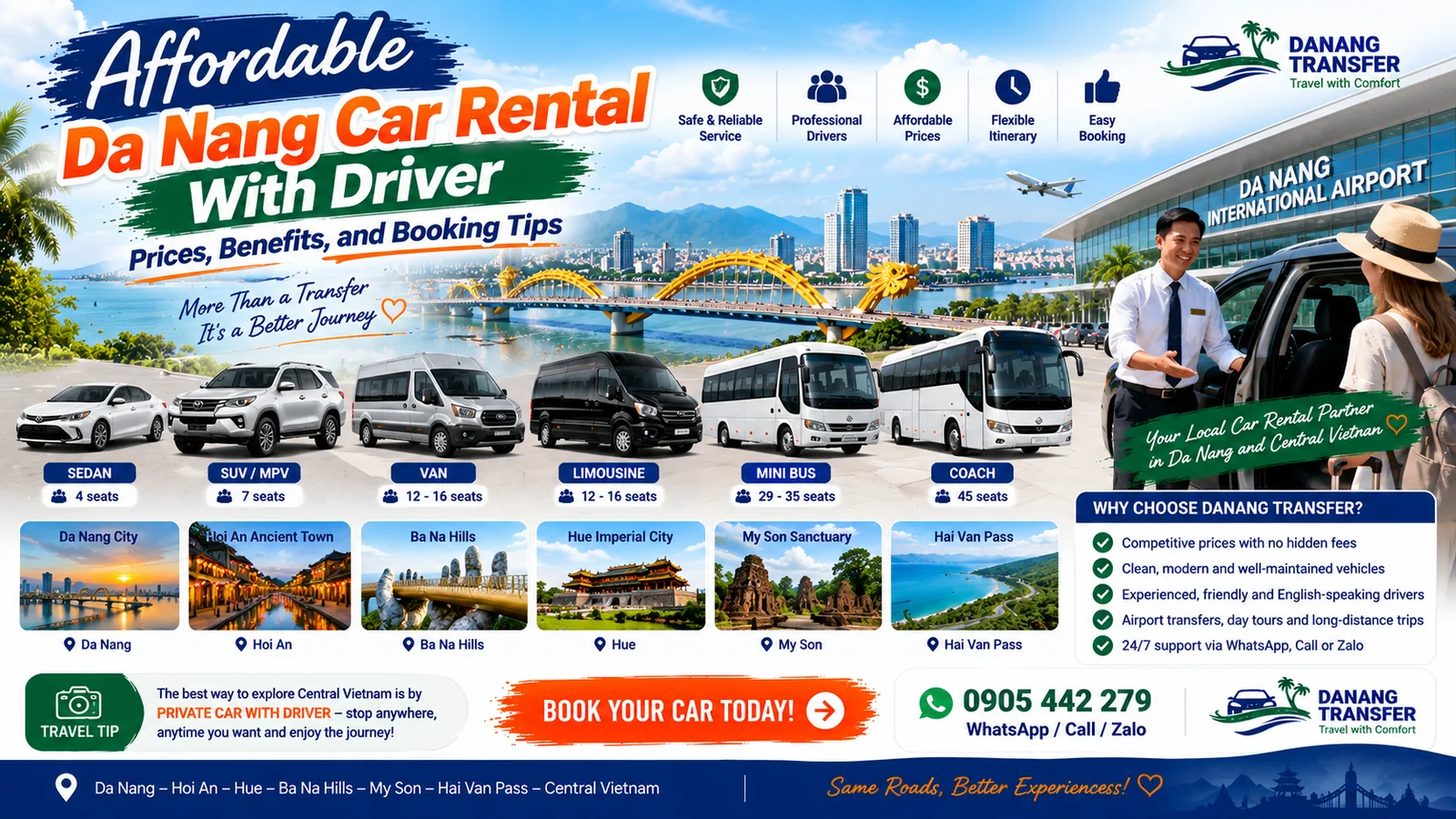 Affordable Da Nang Car Rental With Driver: Prices, Benefits, and Booking Tips