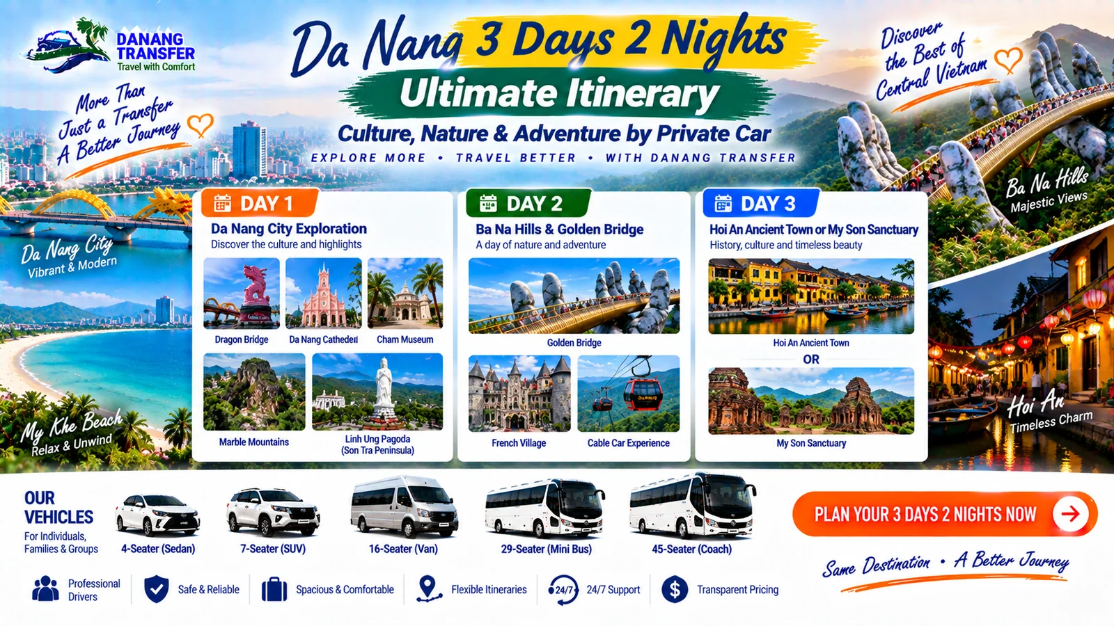 Da Nang 3 Days 2 Nights Ultimate Itinerary by Private Car