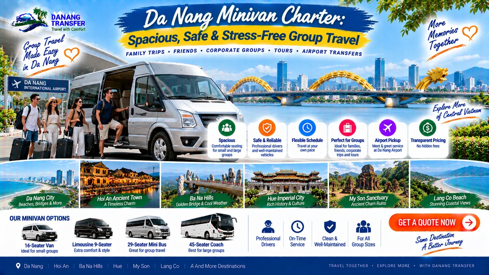 Da Nang Minivan Charter – Spacious Safe and Stress-Free Group Travel