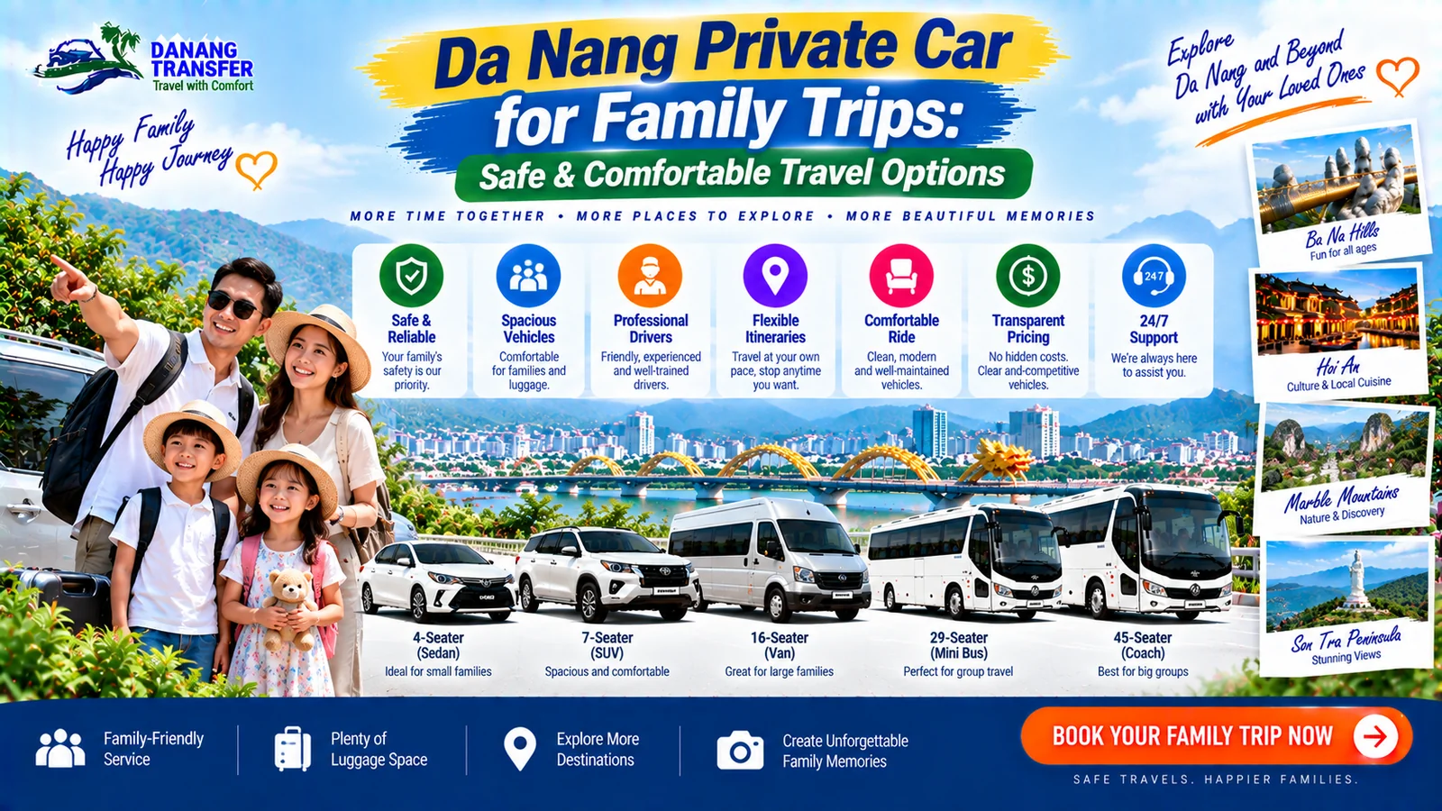 Da Nang Private Car for Family Trips – Safe & Comfortable Travel Options