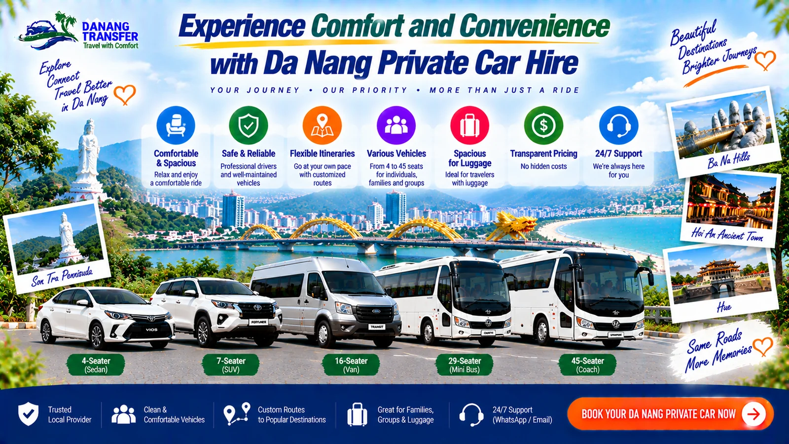 Da Nang Private Car Hire – Comfort and Convenience