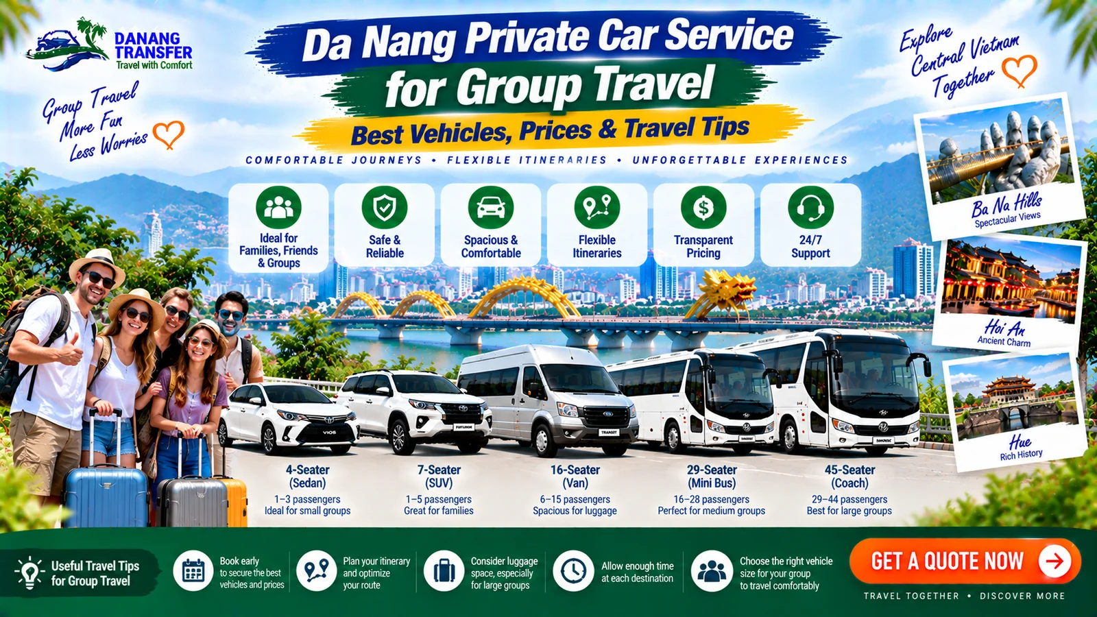 Da Nang Private Car Service for Group Travel – Best Vehicles, Prices & Travel Tips