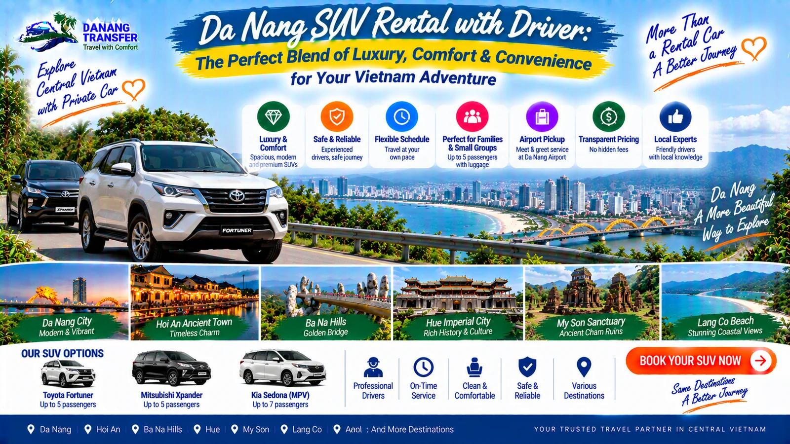 Da Nang SUV Rental with Driver – Luxury Comfort and Convenience