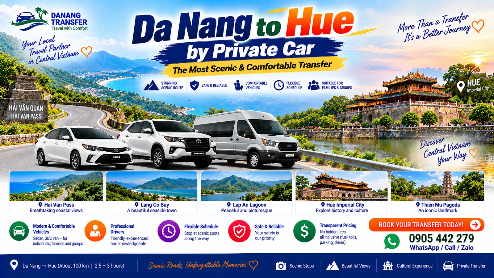 Da Nang to Hue by Private Car – The Most Scenic & Comfortable Transfer