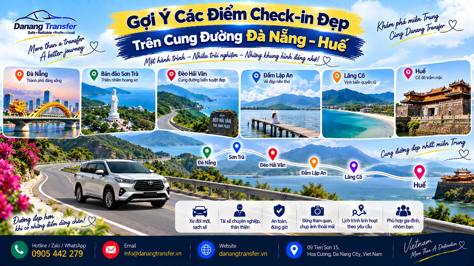 Gợi ý các điểm check-in đẹp trên cung đường Đà Nẵng Huế qua Đèo Hải Vân Lăng Cô