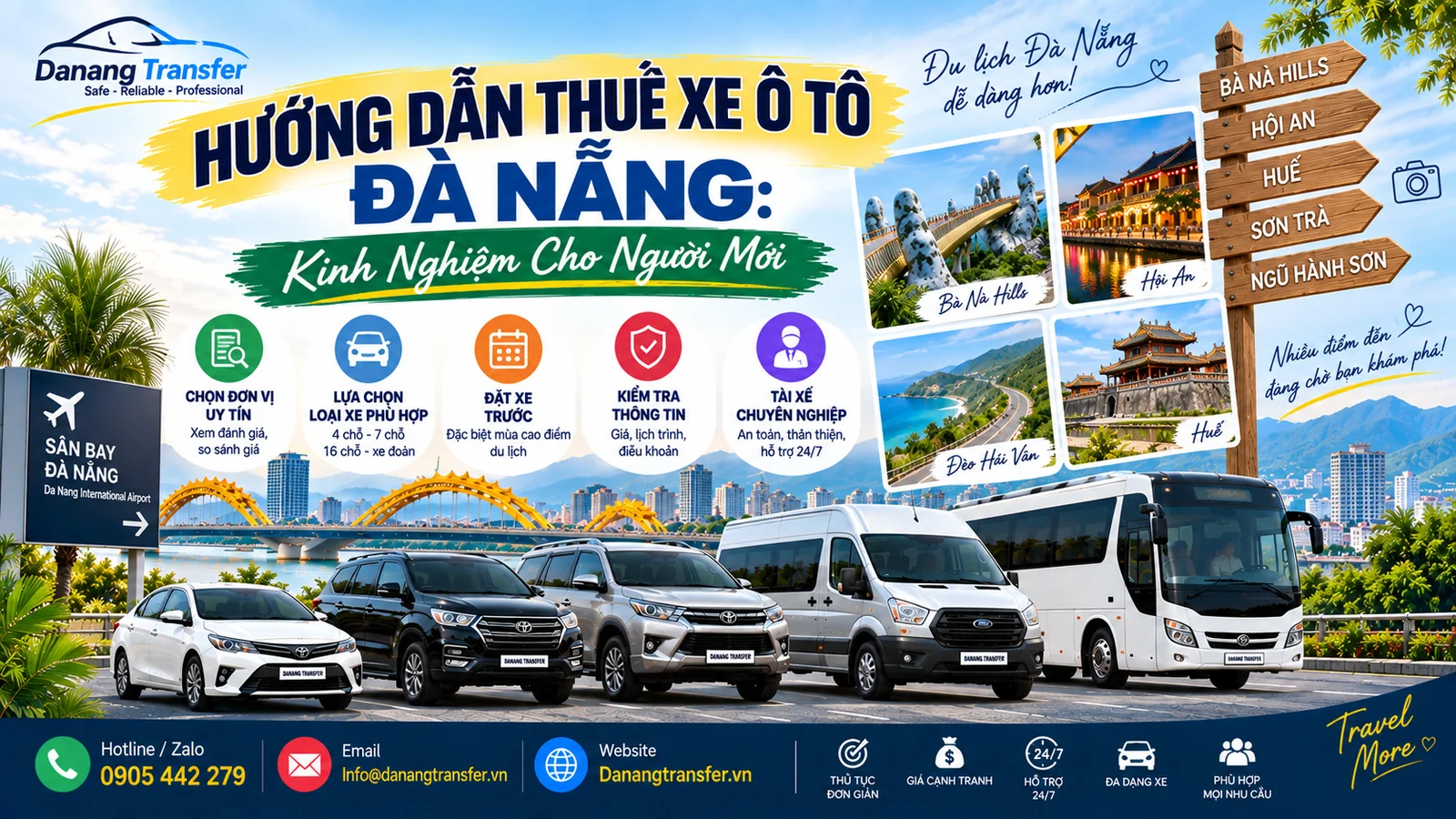 Hướng dẫn thuê xe ô tô Đà Nẵng kinh nghiệm cho người mới - Danang Transfer