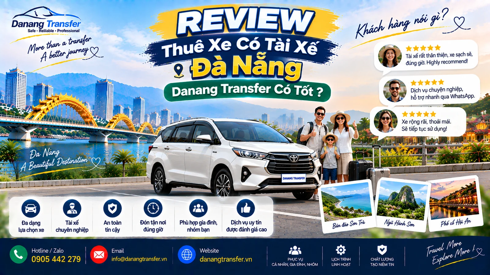 Review thuê xe có tài xế Đà Nẵng Danang Transfer có tốt không