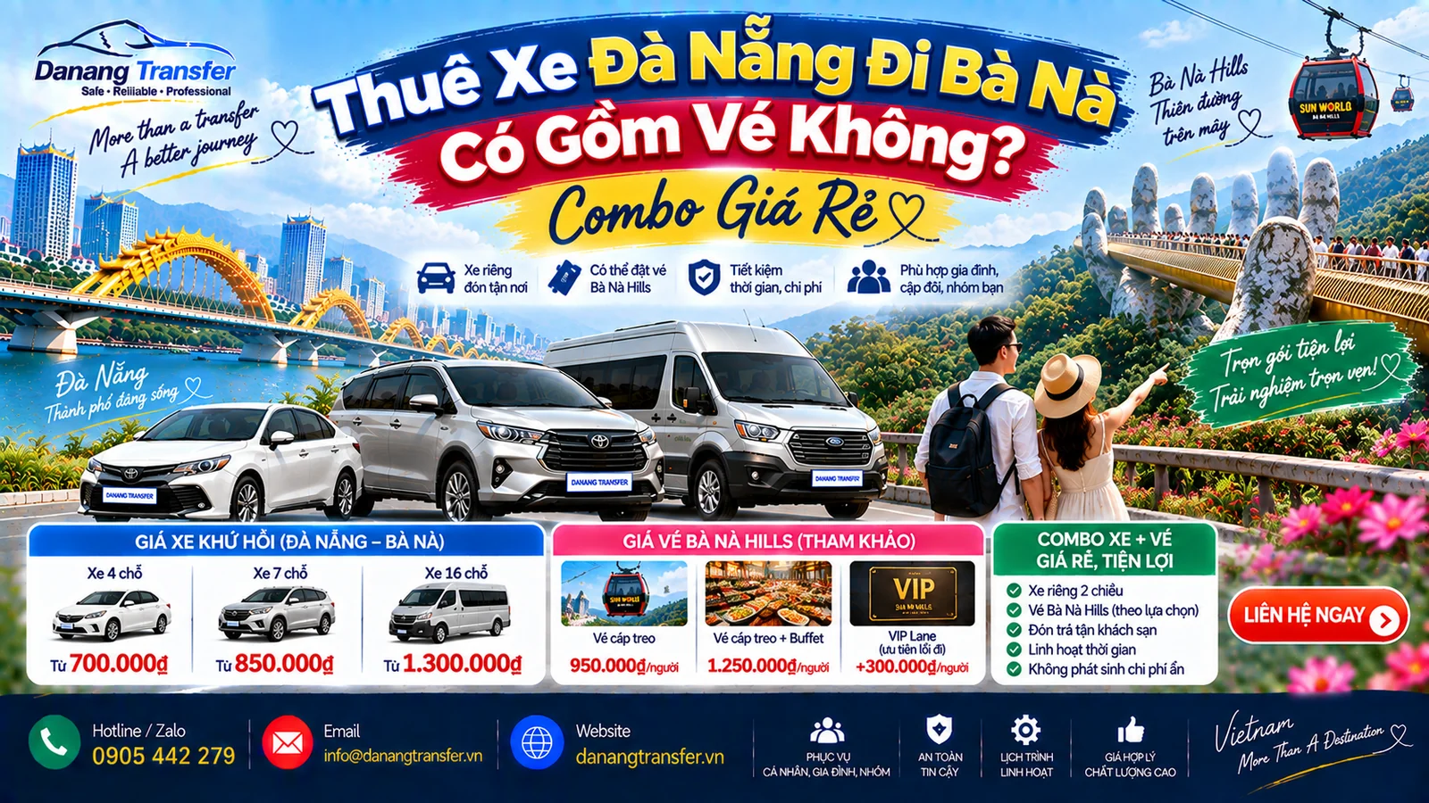Thuê xe Đà Nẵng đi Bà Nà có gồm vé không combo xe và vé Bà Nà Hills