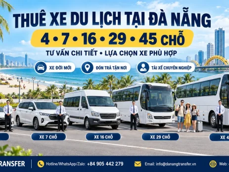 Dịch vụ thuê xe du lịch 4, 7, 16, 29 và 45 chỗ tại Đà Nẵng