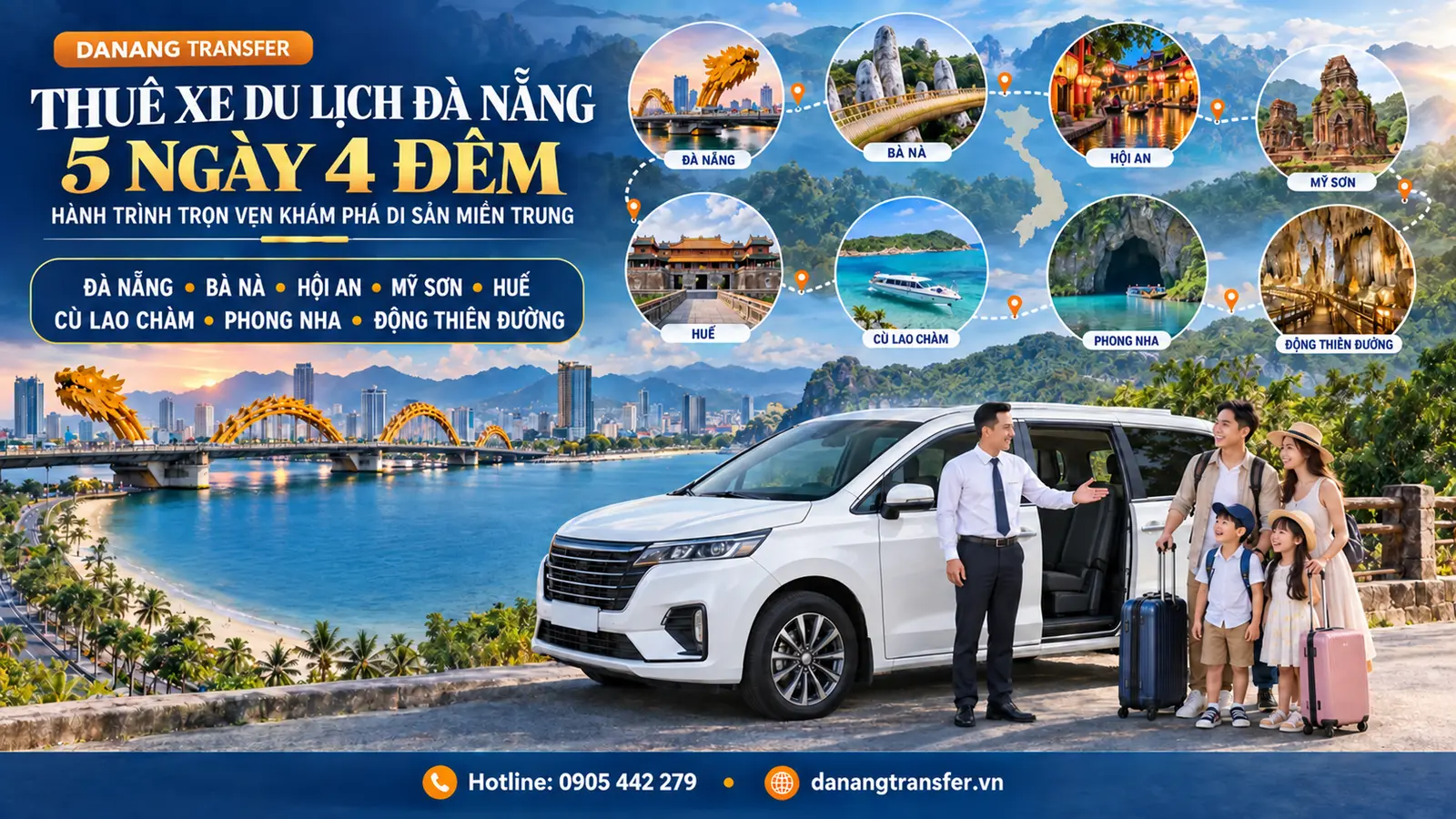 Thuê xe du lịch Đà Nẵng 5 ngày 4 đêm khám phá các di sản miền Trung
