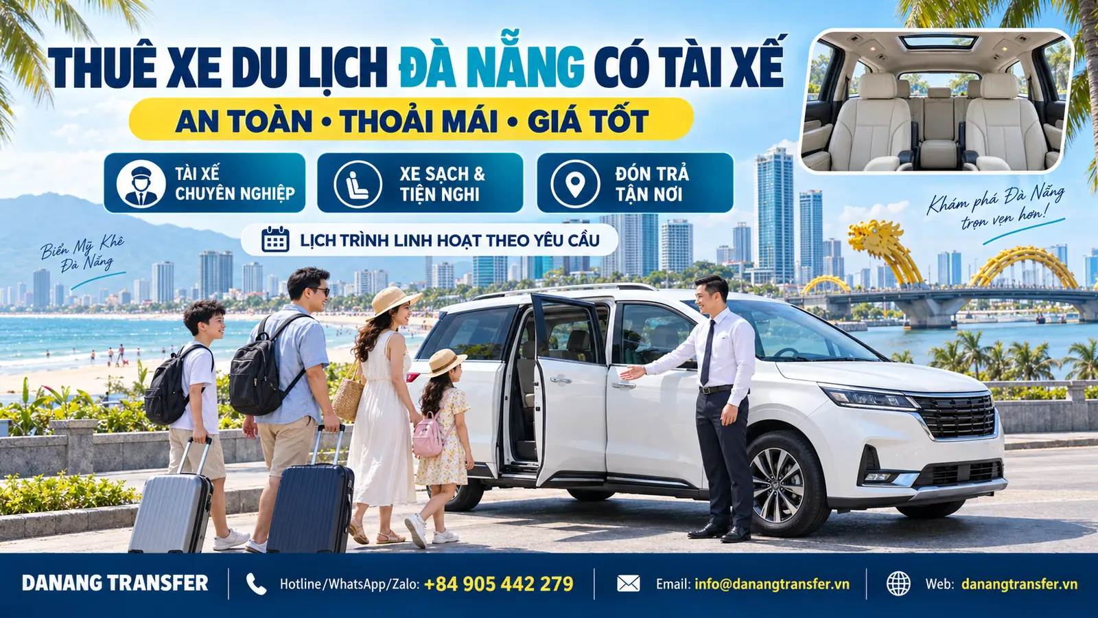 Thuê xe du lịch Đà Nẵng có tài xế chuyên nghiệp, an toàn và thoải mái