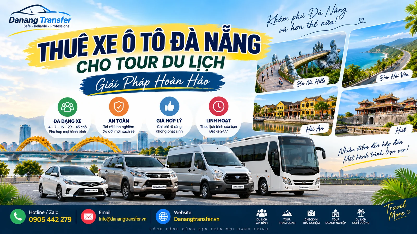 Thuê xe ô tô Đà Nẵng cho tour du lịch giải pháp hoàn hảo - Danang Transfer