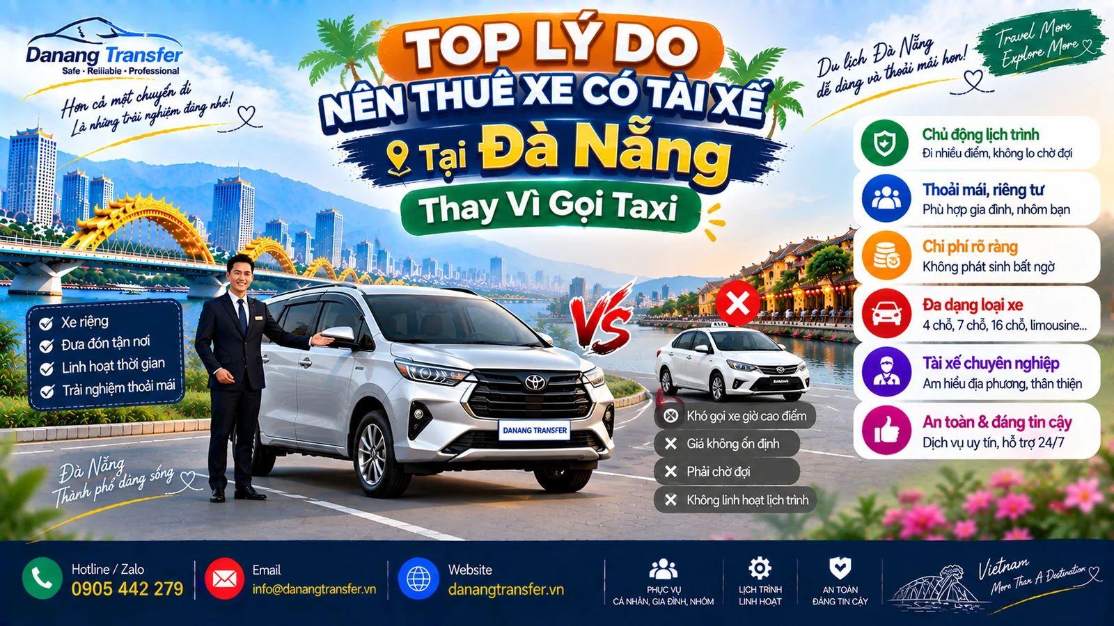 Top lý do nên thuê xe có tài xế tại Đà Nẵng thay vì gọi taxi