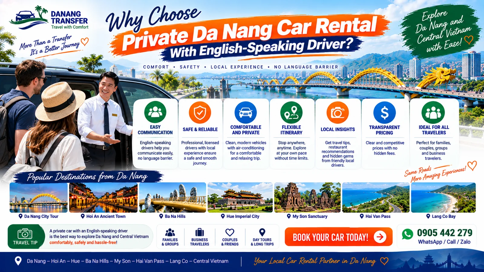 Private Da Nang Car Rental With English-Speaking Driver